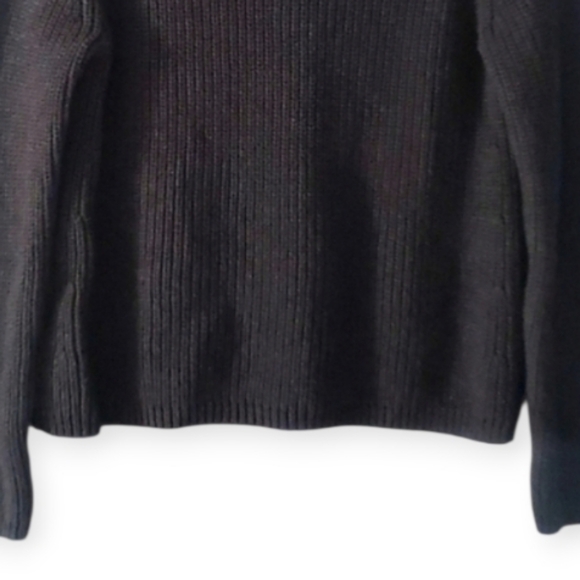 Quince 100% Organic Cotton Fisherman Crewneck Sweater Dark Grey Charcoal Ribbed - Picture 13 of 17